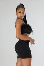 Bit of Feathers- 2 Piece Black Skirt Set
