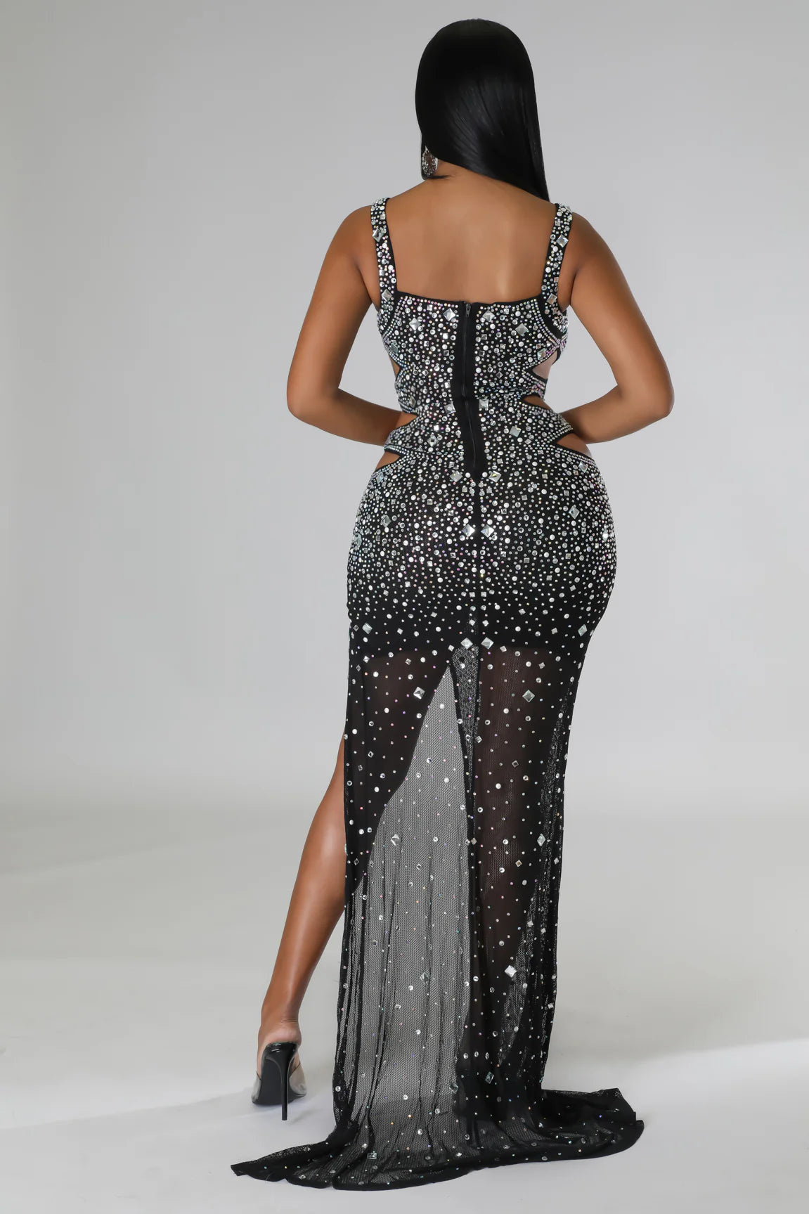It’s Today - Black Cutout Maxi Ball Gown