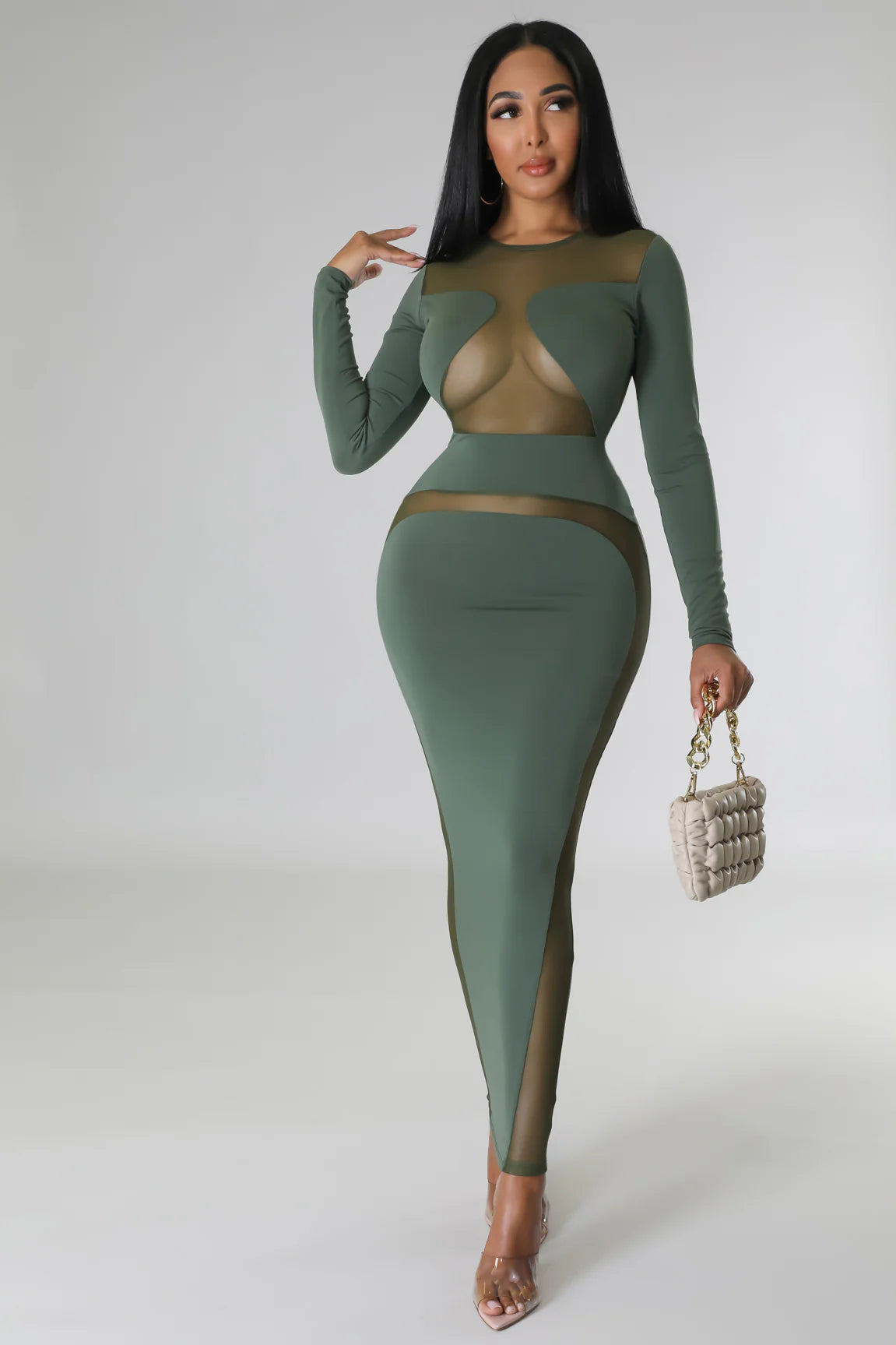 Soo me - Flattering Sheer Midi Dress
