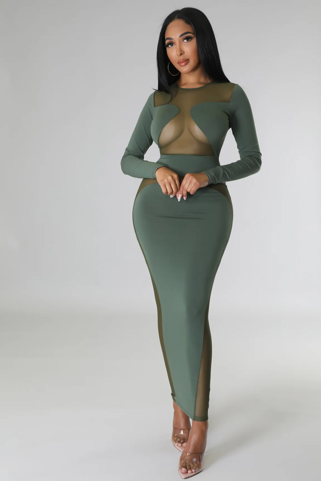 Soo me - Flattering Sheer Midi Dress