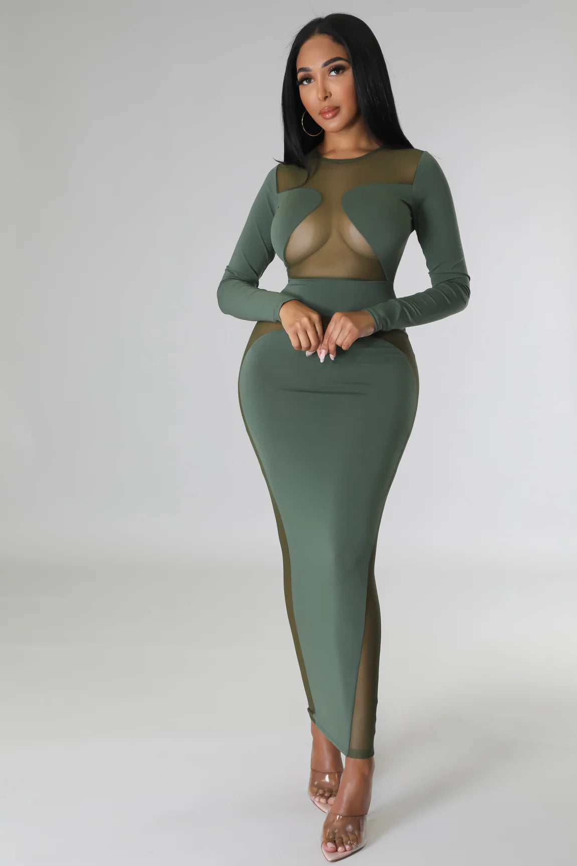 Soo me - Flattering Sheer Midi Dress