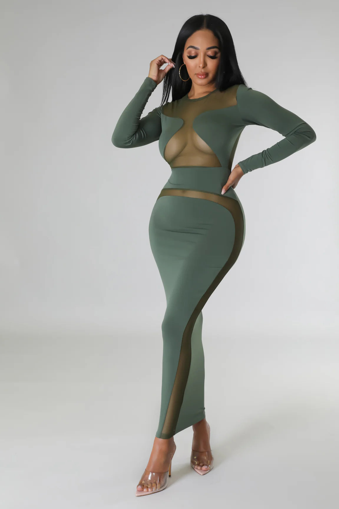 Soo me - Flattering Sheer Midi Dress