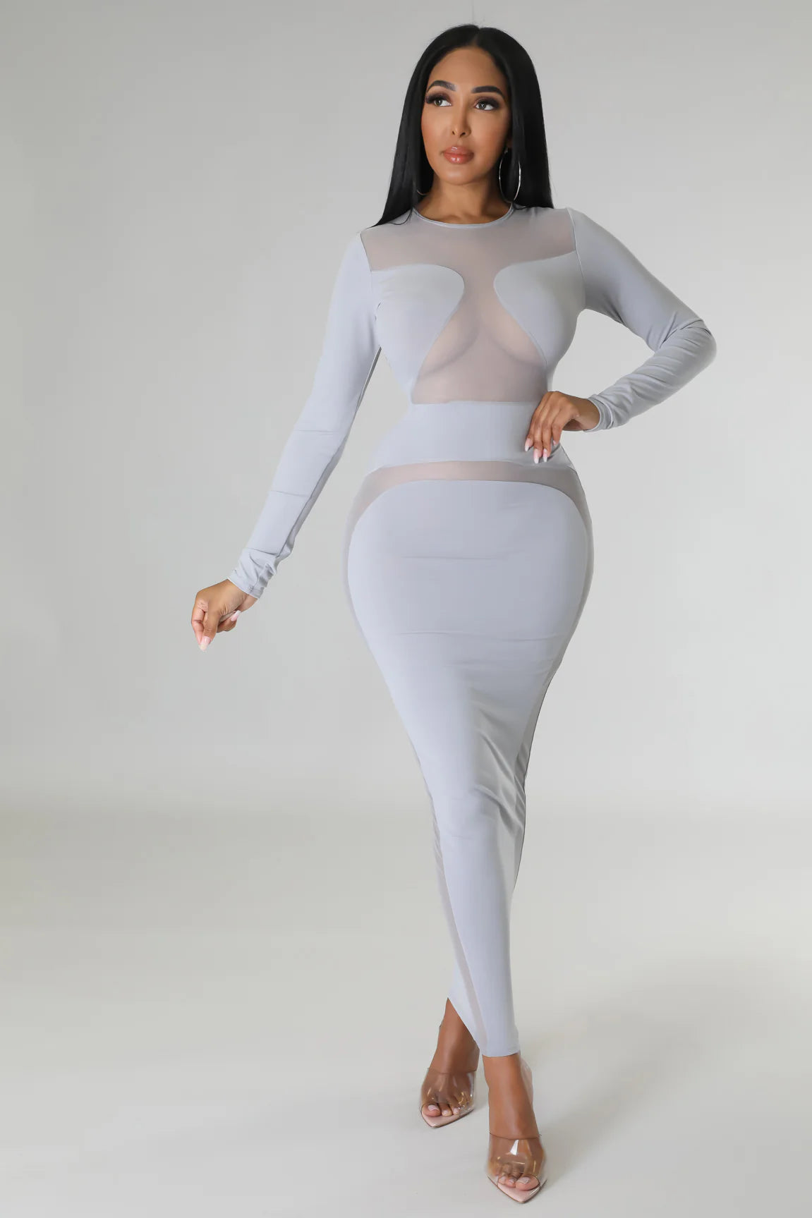 Soo me - Flattering Sheer Midi Dress