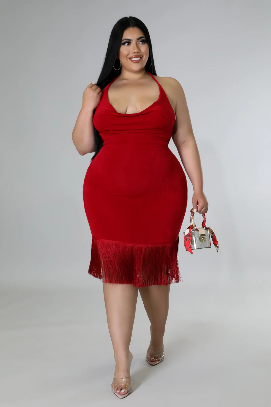 Take A Pic+ - Tassel Halter Midi Dress