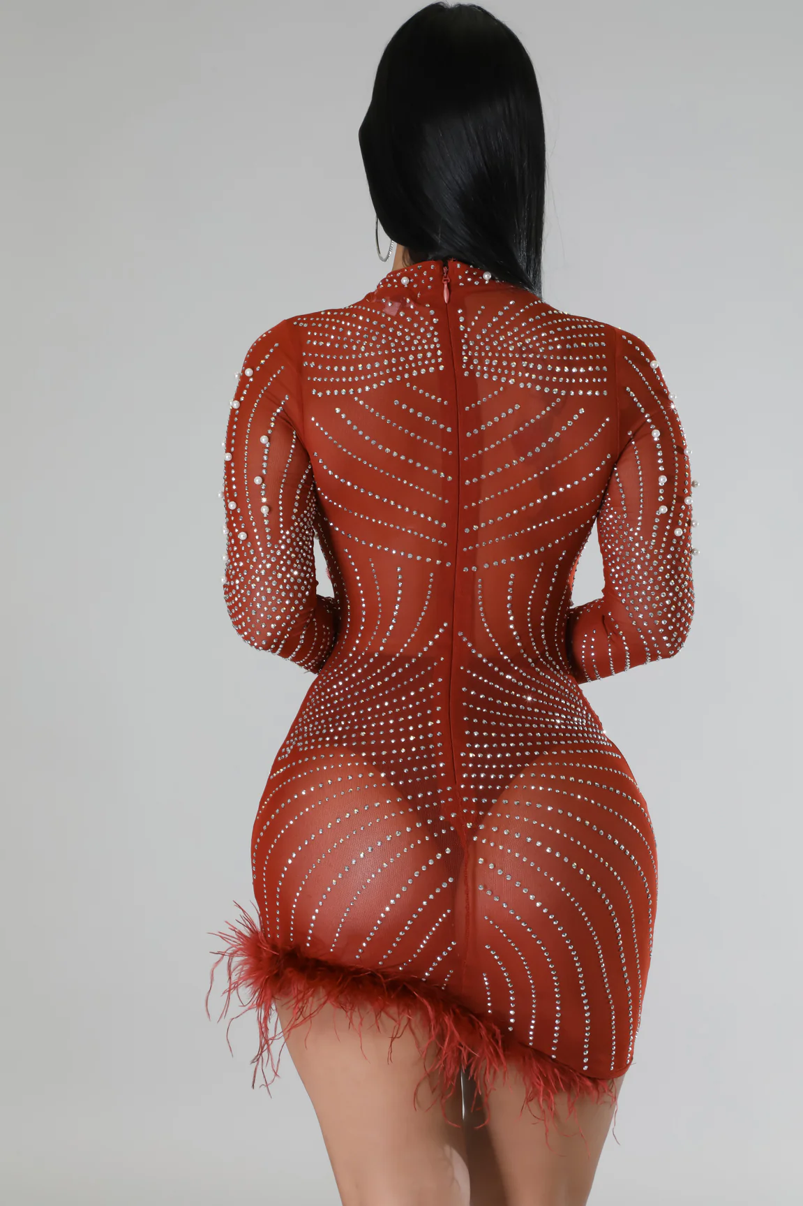 Fancy AF Sheer Mini Dress - Cognac
