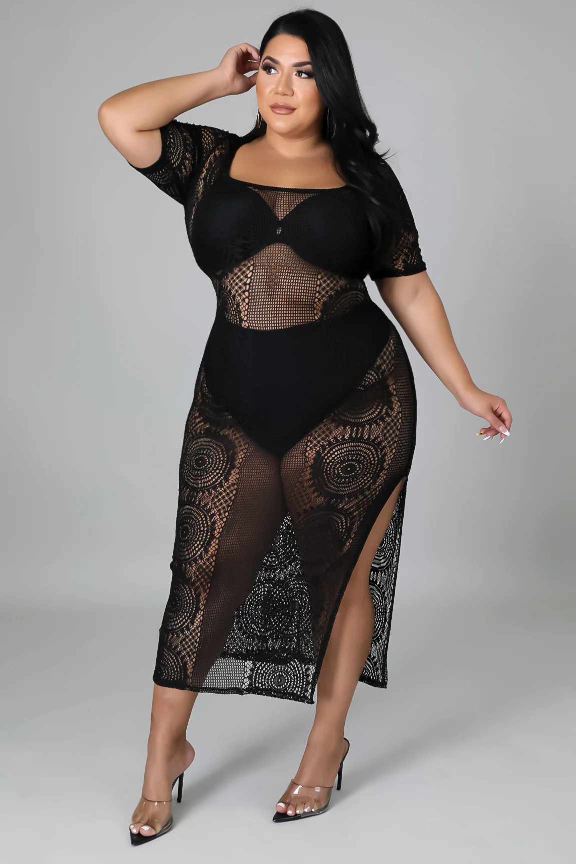 Knotty N Extra Spicy+ - Black Maxi Dress Cover Up