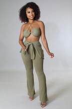 Knot A Fling - 3 Piece Taupe Pants Set