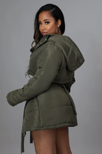 Conservative, Still Her! - Green Puffer Skirt 2 Piece Set
