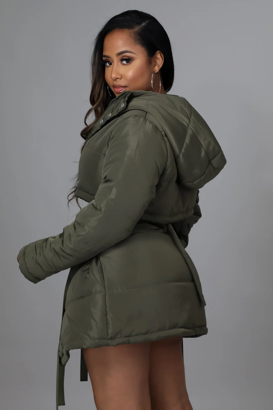 Conservative, Still Her! - Green Puffer Skirt 2 Piece Set