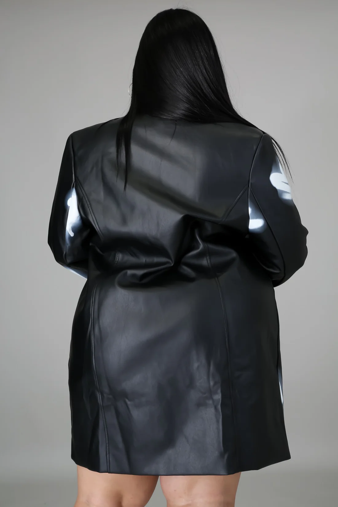 Graffiti Faux Leather Jacket+ - Black