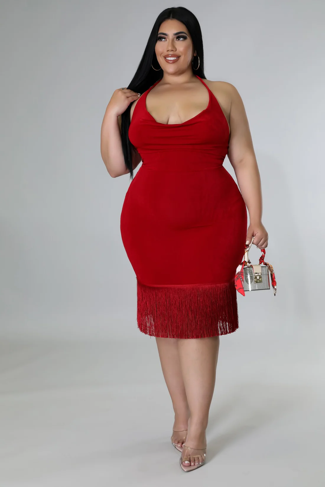 Take A Pic+ - Tassel Halter Midi Dress