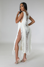 Knotty Peakaboo Cover Up Dress - Cream