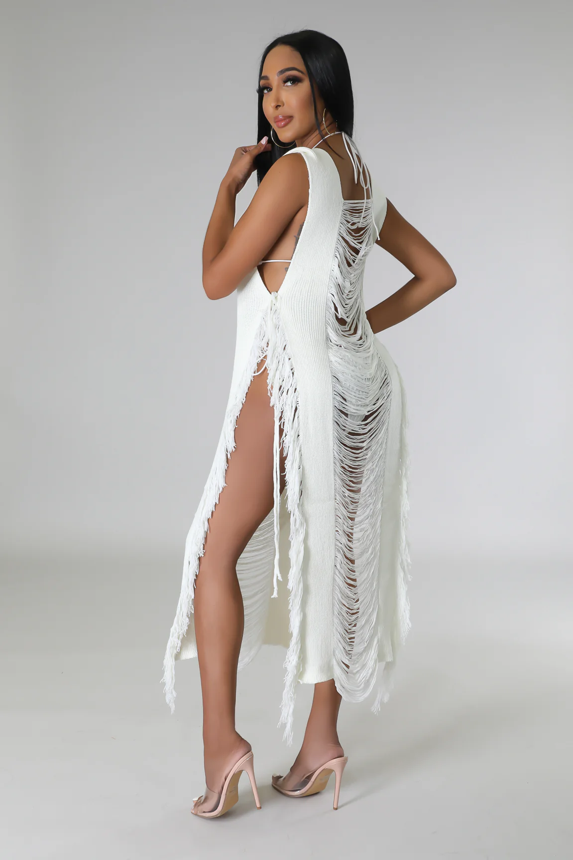 Knotty Peakaboo Cover Up Dress - Cream