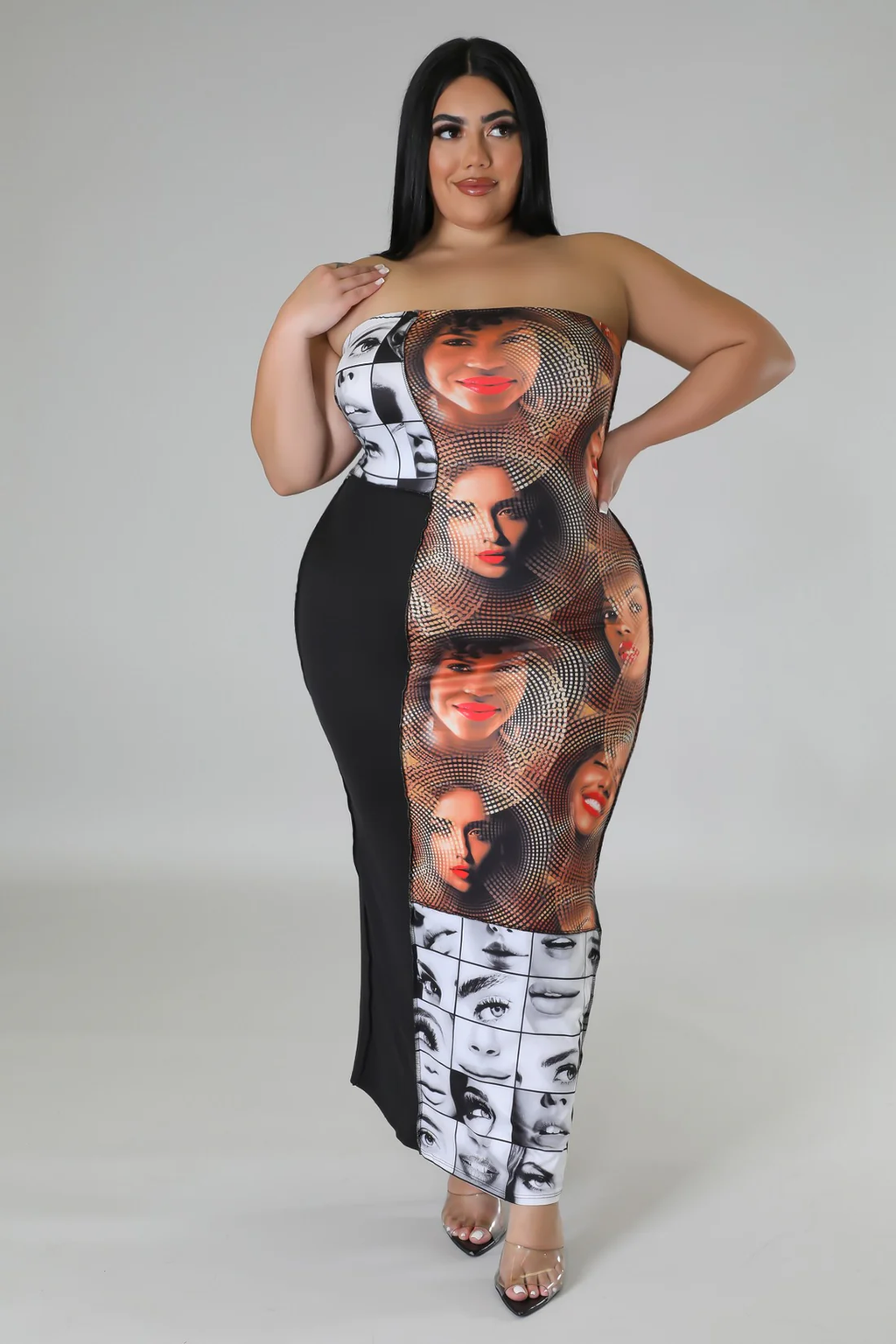 Faces+ - Strapless Black Maxi Dress