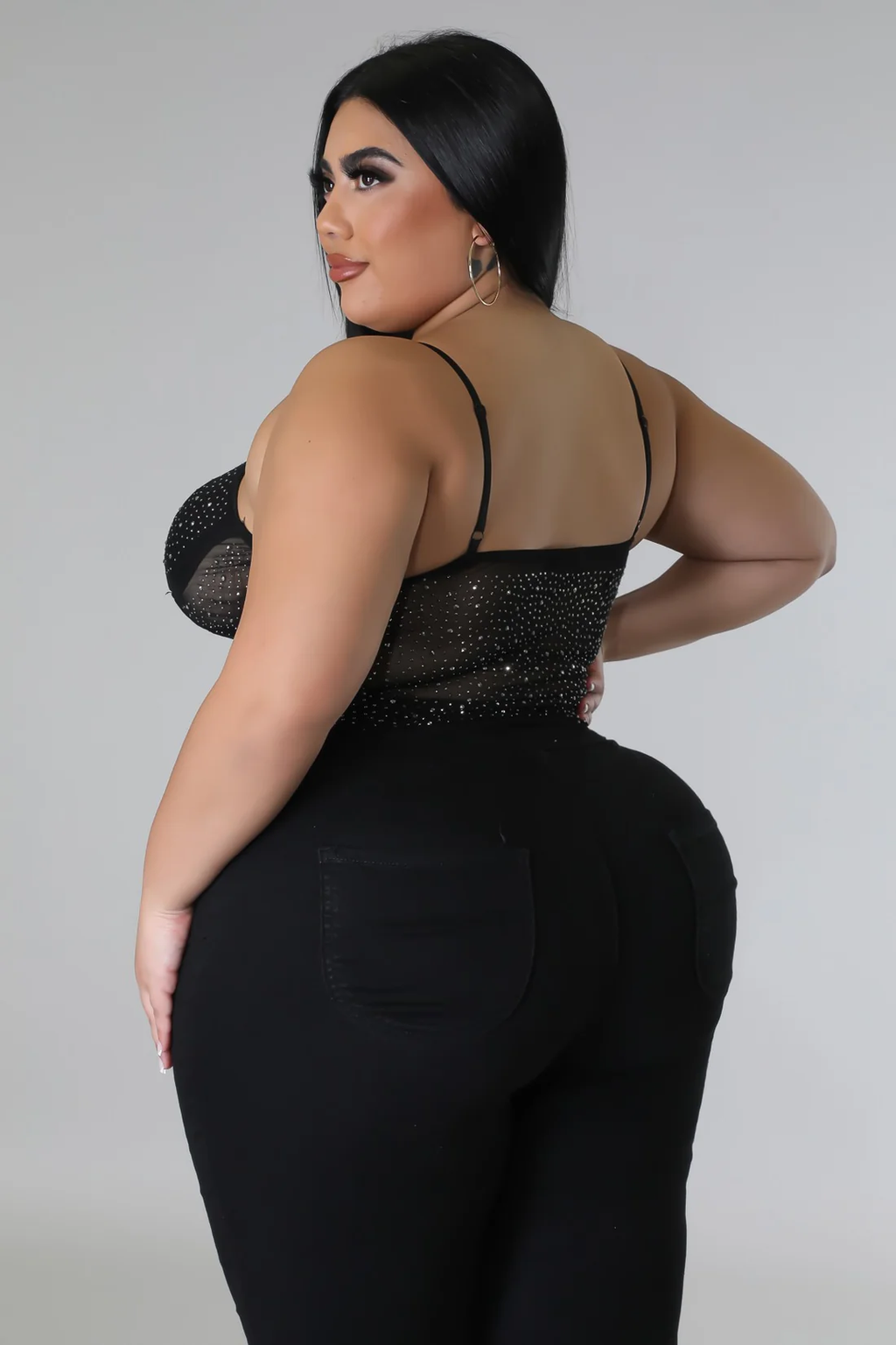 Knotty Sheer+ - Black Crystal Corset Top