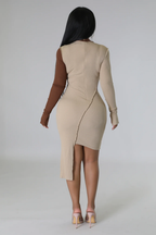 Everything - Nude Asymmetrical Mini Cutout Dress