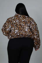 Puff Leopard Crop Jacket+ - Chocolate