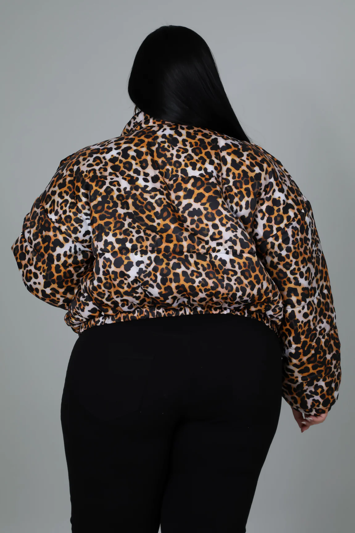 Puff Leopard Crop Jacket+ - Chocolate