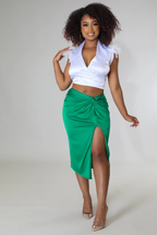 Love Satin - 2 Piece Midi Skirt Set