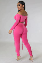 Tied up, I'm Her - 2 Piece Laced Pants Set