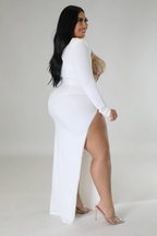 One of My Kind+ - 2 Piece Bodysuit Classy White Maxi Dress
