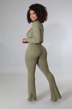 Knot A Fling - 3 Piece Taupe Pants Set