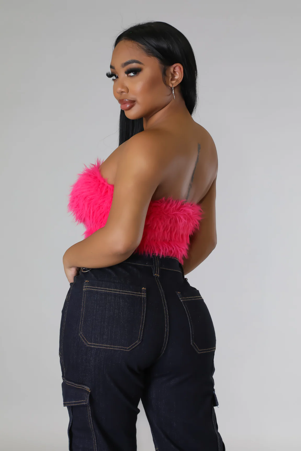 U C ME - Faux Fur Pink Tube Top