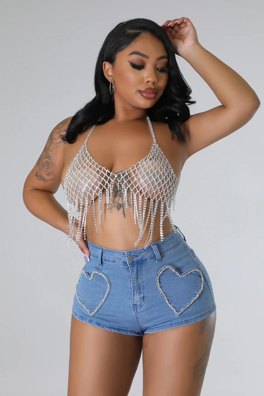 Born Like Dis - Light Blue Denim Shorts