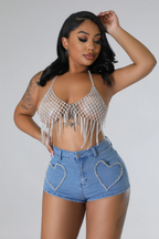 Born Like Dis - Light Blue Denim Shorts