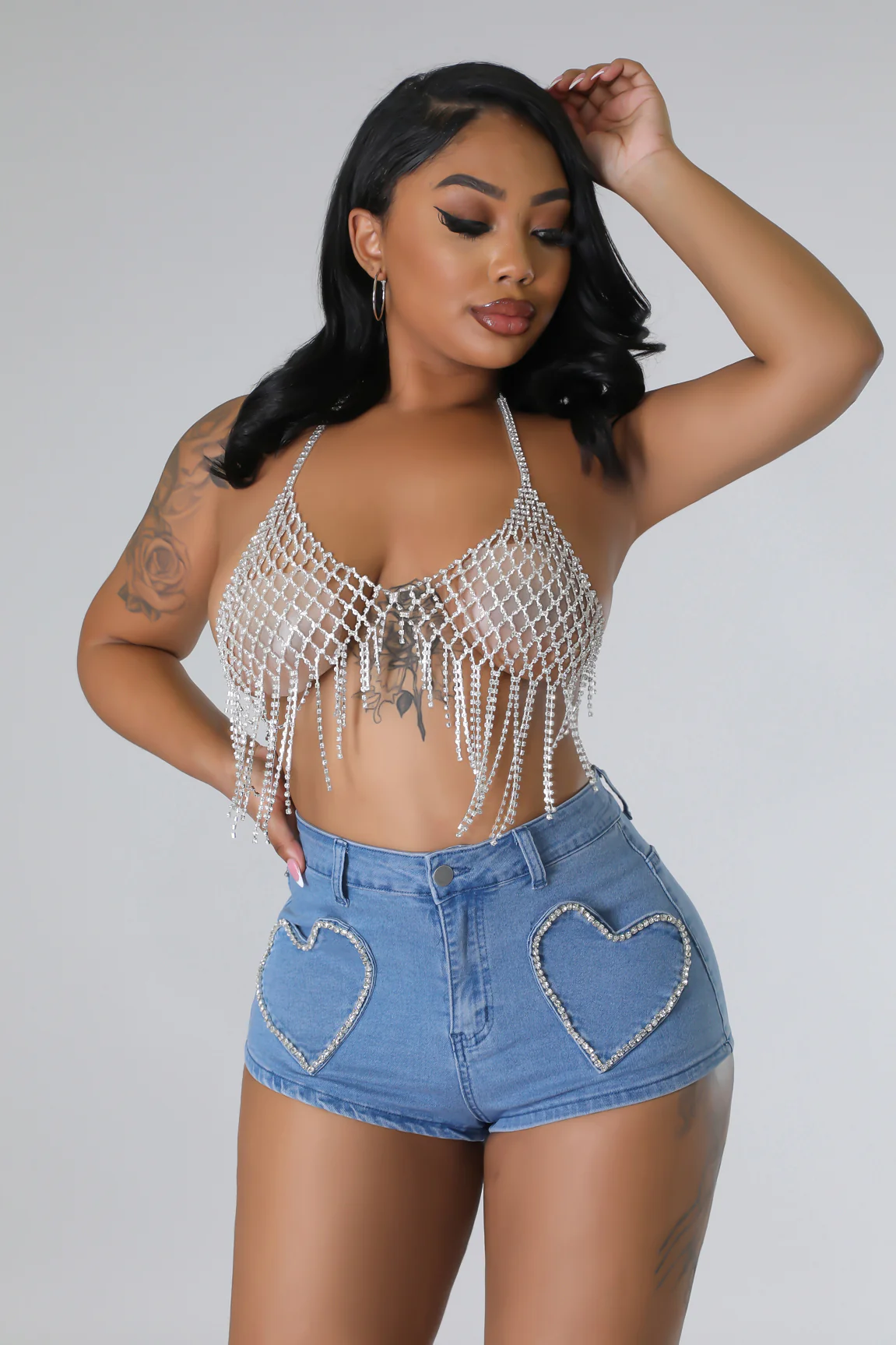 Born Like Dis - Light Blue Denim Shorts