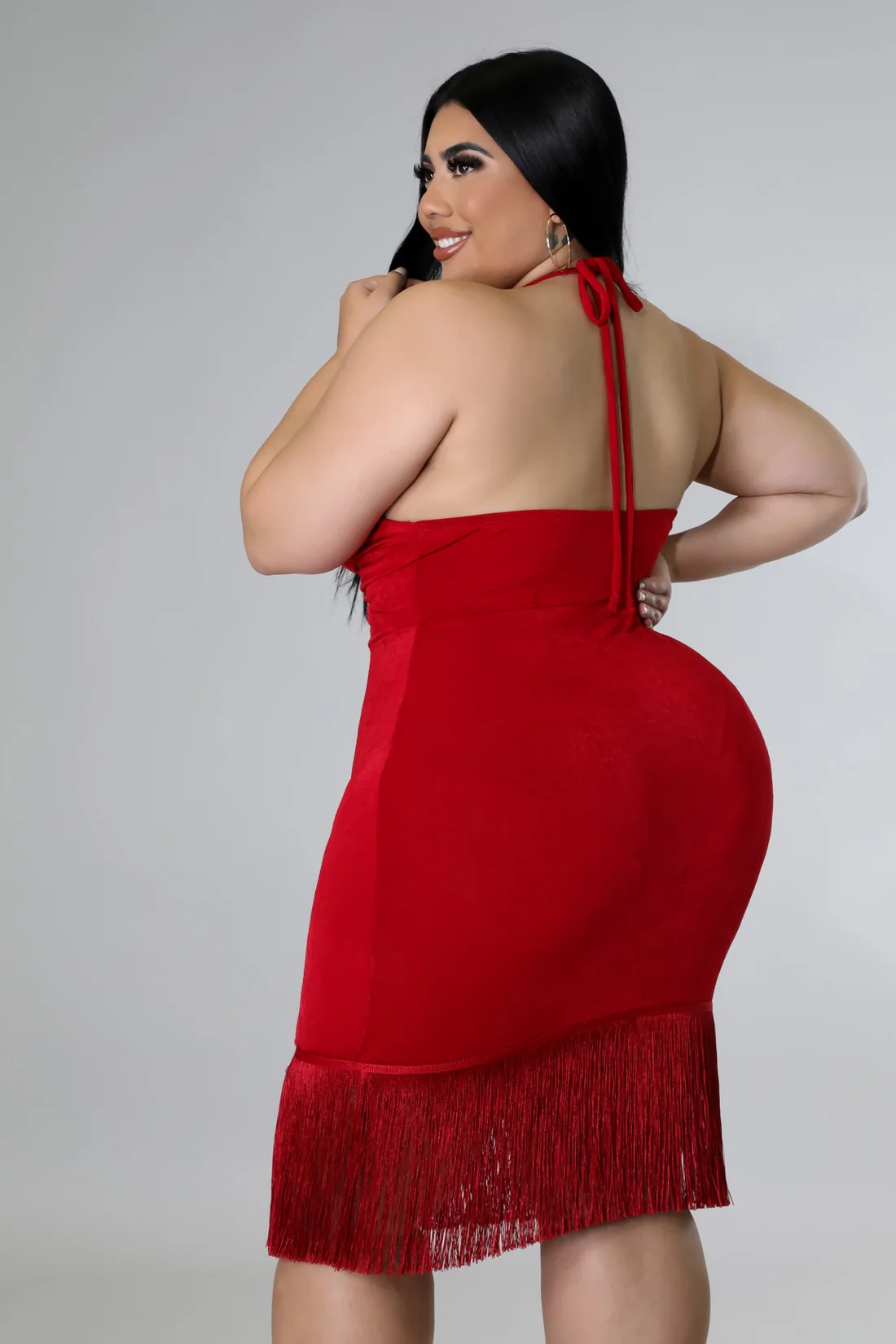 Take A Pic+ - Tassel Halter Midi Dress