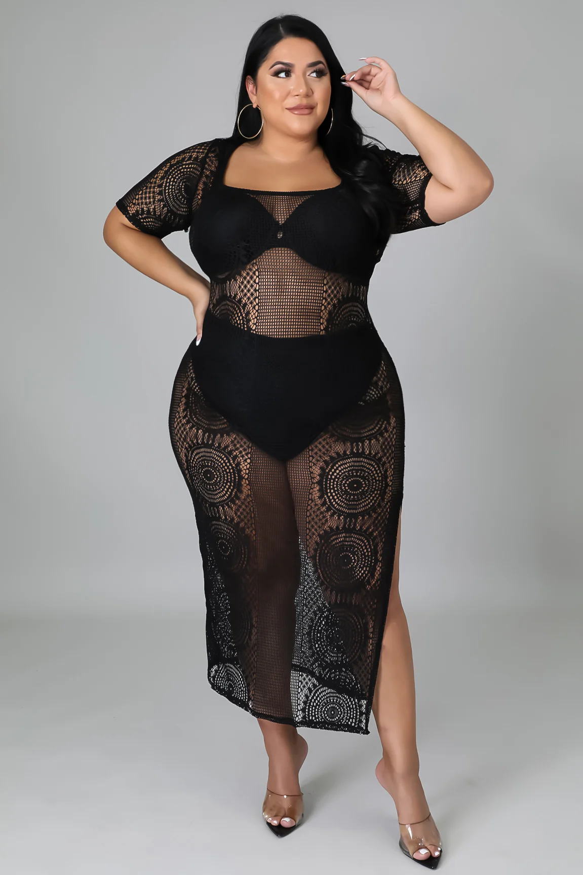 Knotty N Extra Spicy+ - Black Maxi Dress Cover Up