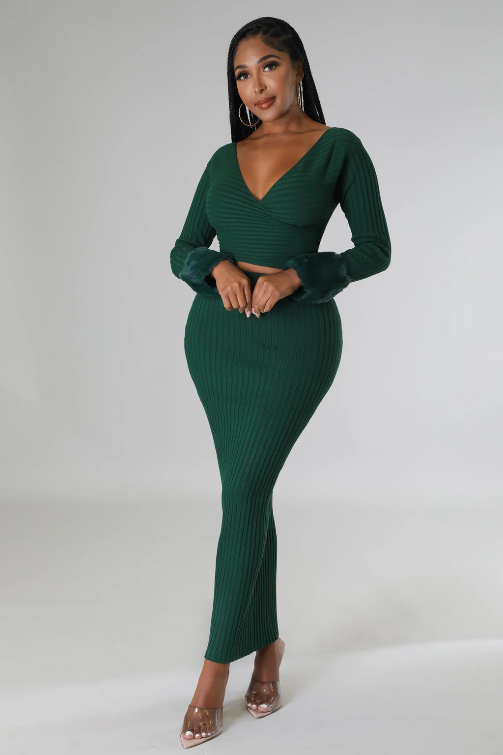 Cozy Vibes - Fur Skirt 2 Piece Set