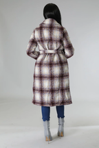 Cold Shoulder Trench Coat - Tweed Plaid