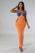 Heartless Cutout Maxi Dress - Orange