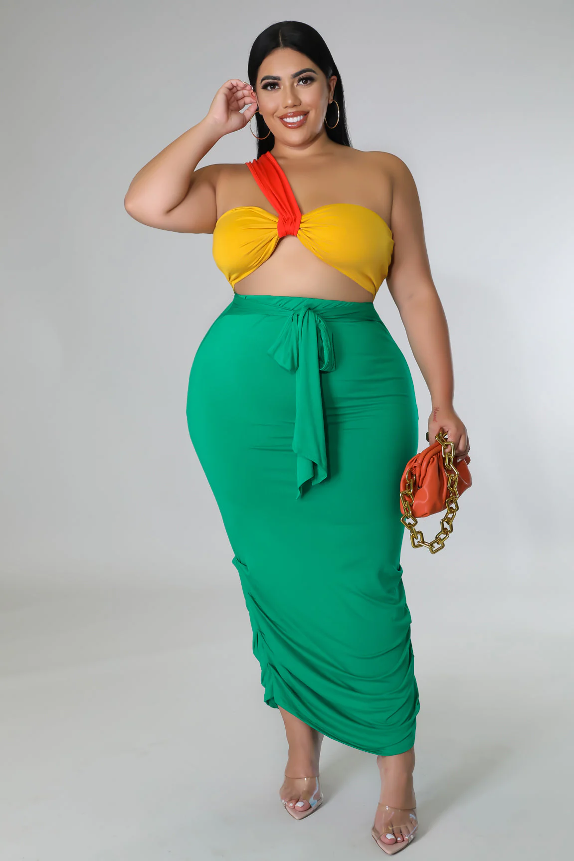 1 Shoulder Lover+ - Maxi Skirt Set