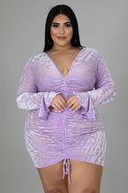 Pick Her Up+ - Velvet Drawstring Mini Dress
