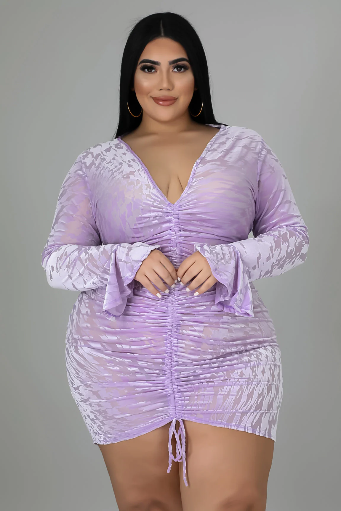 Pick Her Up+ - Velvet Drawstring Mini Dress