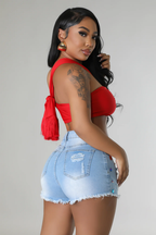 Antidote - Light Blue Denim Shorts