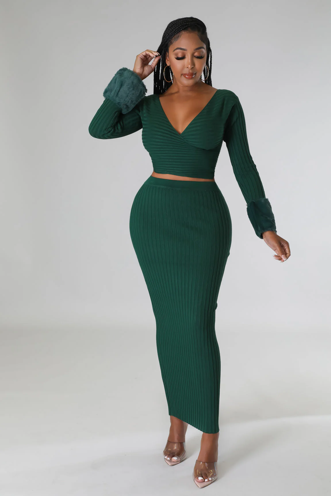 Cozy Vibes - Fur Skirt 2 Piece Set
