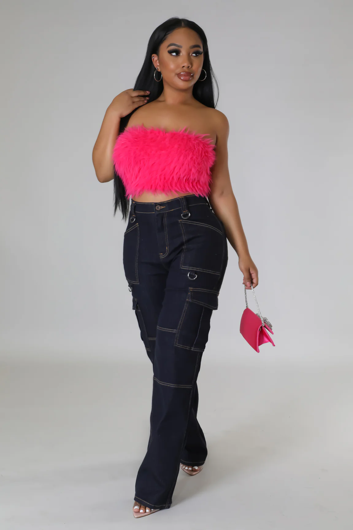 U C ME - Faux Fur Pink Tube Top