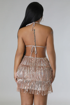 Duh, I Sparkle -  2 Piece Champagne Skirt Set