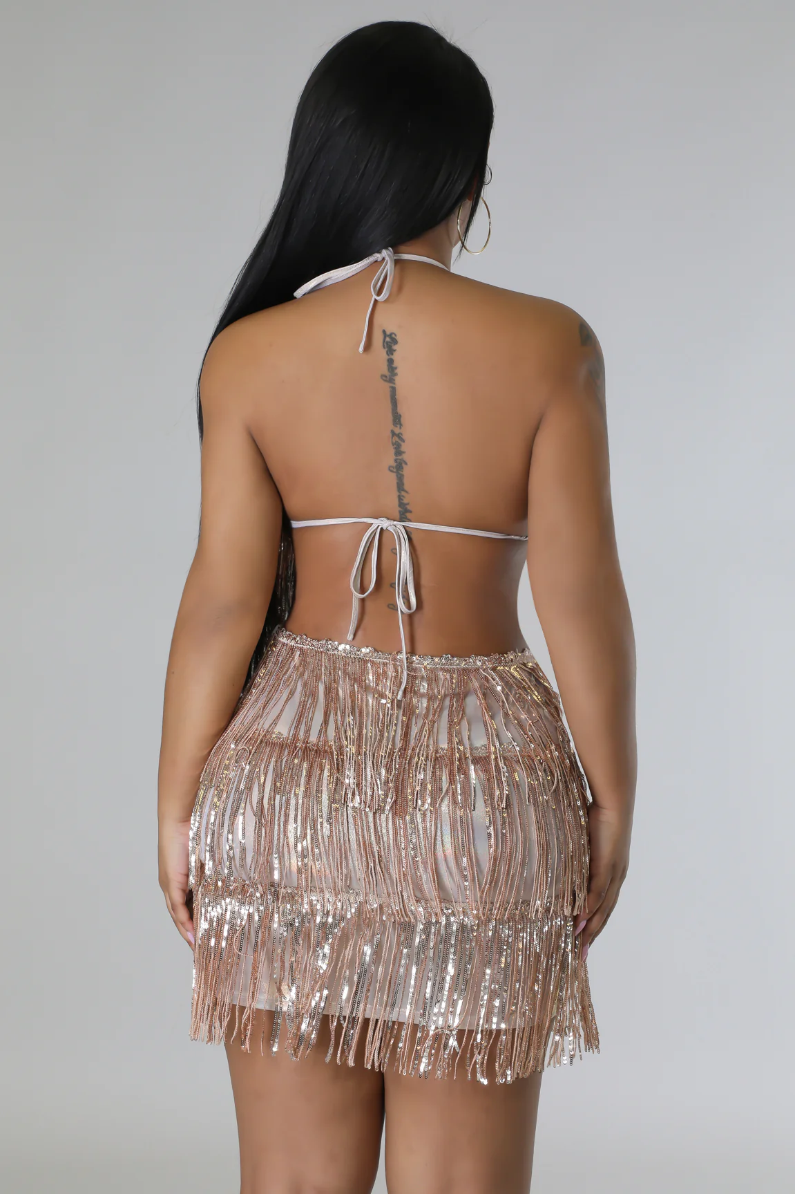 Duh, I Sparkle -  2 Piece Champagne Skirt Set