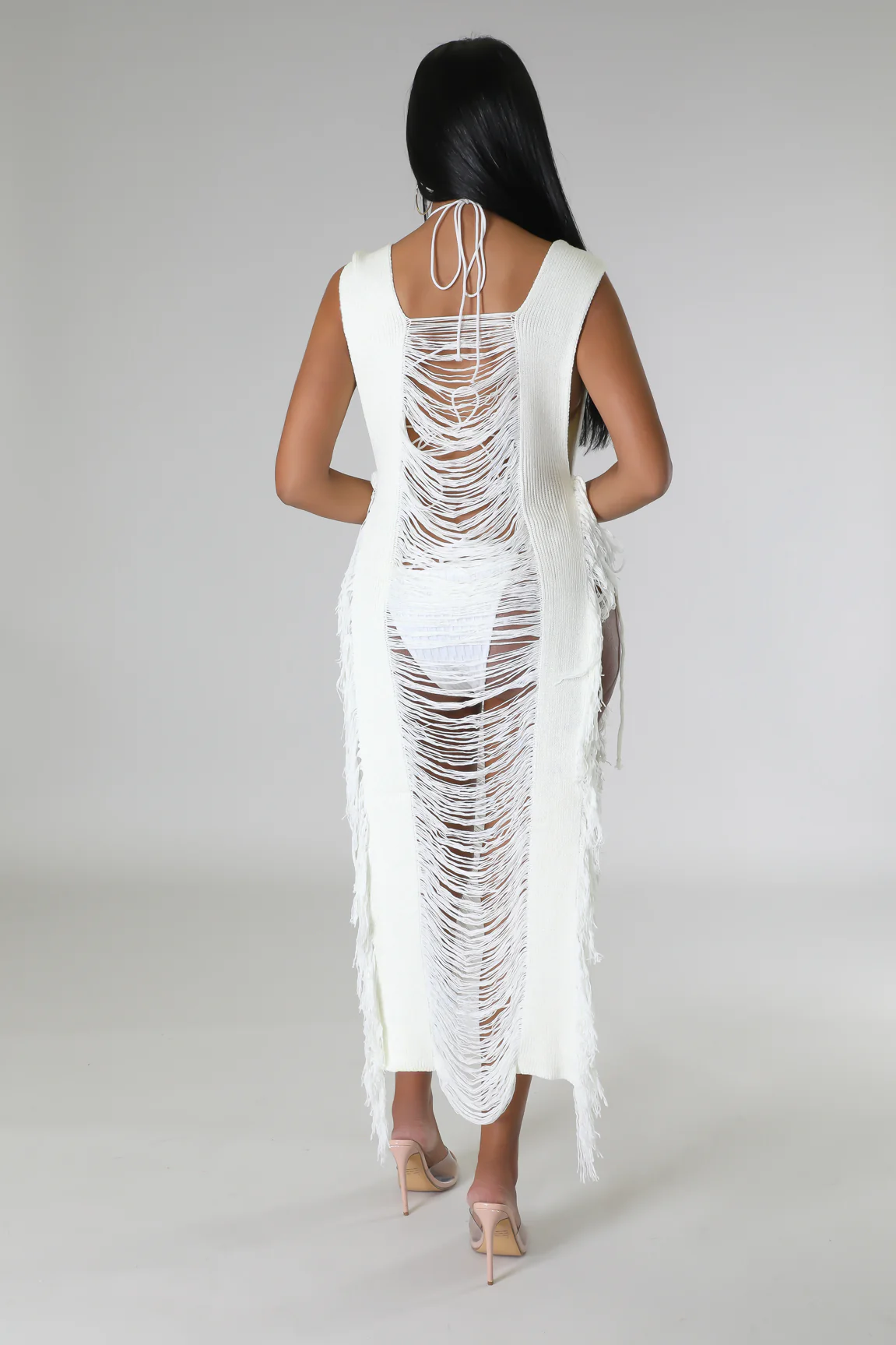 Knotty Peakaboo Cover Up Dress - Cream
