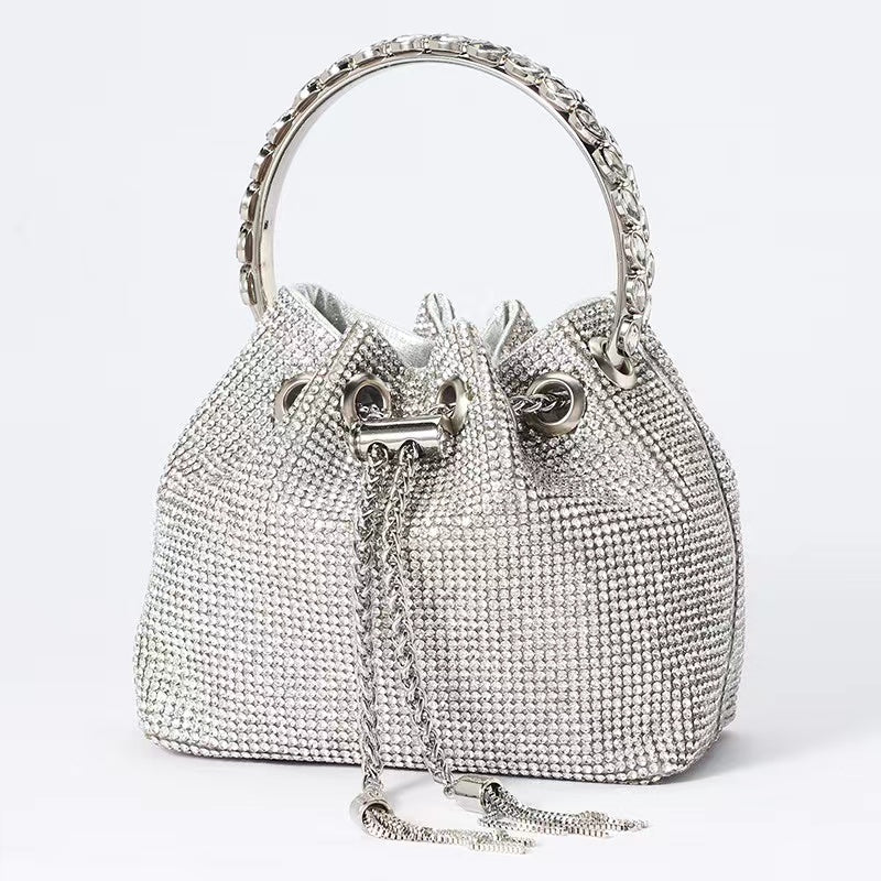 Drawstring Tassels Rhinestone Handbag