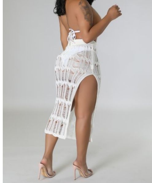 Dubai 2 Piece Maxi Skirt Cover Up - Off White