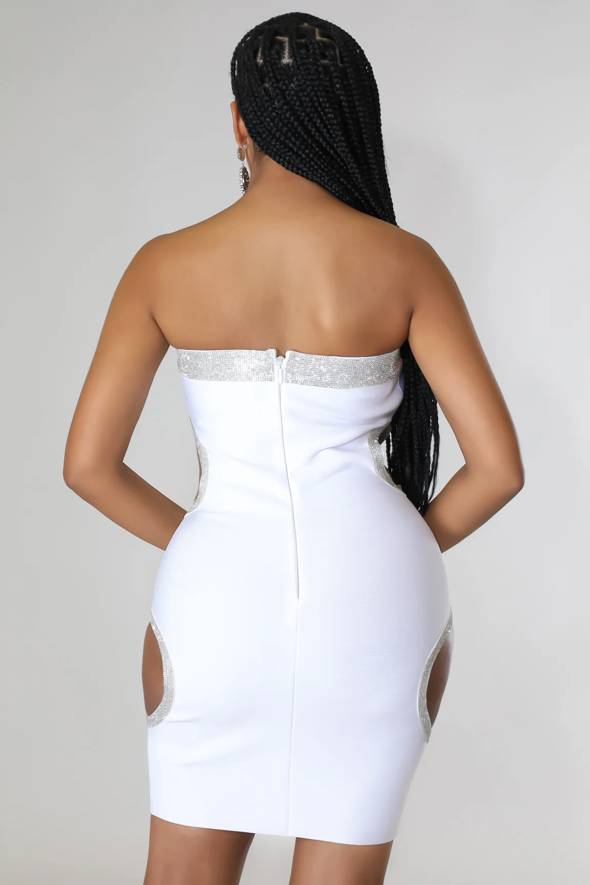 Gett'n Money - White Cutout Crystal Mini Dress