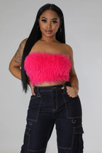 U C ME - Faux Fur Pink Tube Top