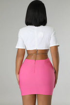 Back Out Cutout Dress - Pink
