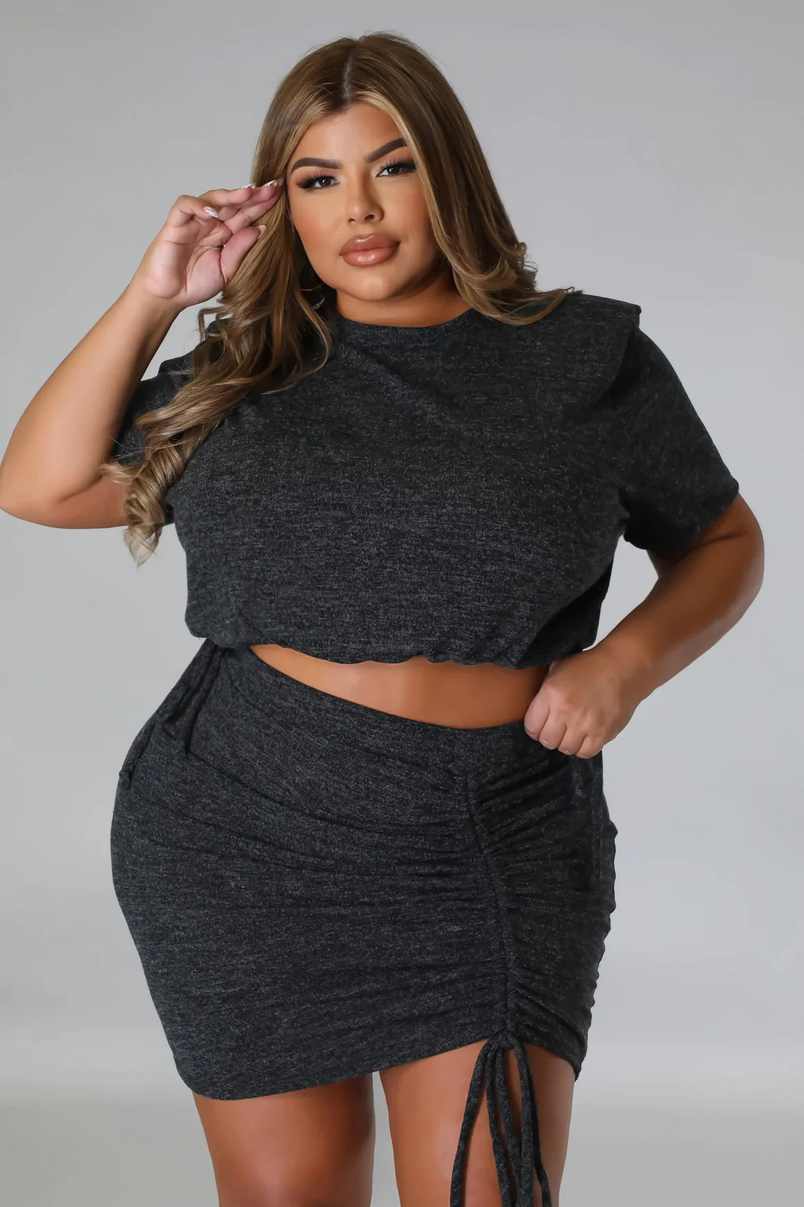 Knotty Control+ - 2 Piece Charcoal Mini Skirt Set